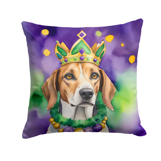 American Foxhound King of Mardi Gras Throw Pillow Machine Washable, Indoor Outdoor Decorative Pillow for Couch, Bed or Patio, 18Hx18W
