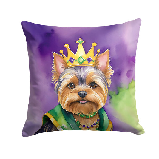 Yorkshire Terrier King of Mardi Gras Throw Pillow Machine Washable, Indoor Outdoor Decorative Pillow for Couch, Bed or Patio, 18Hx18W